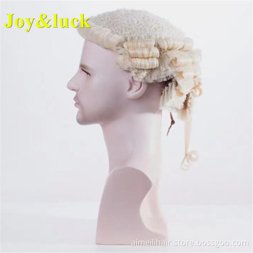 Handmade Horse Hair Court Judge Lawyer Wig Blonde Color Regular Curl for Men or Women Traditional British Classic Barrister Wigs